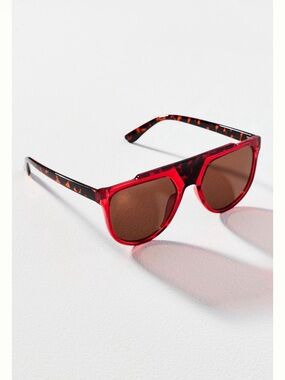 Anthropologie I-SEA Red Flat Top Aviator Sunglasses Tortoiseshell *sold out*